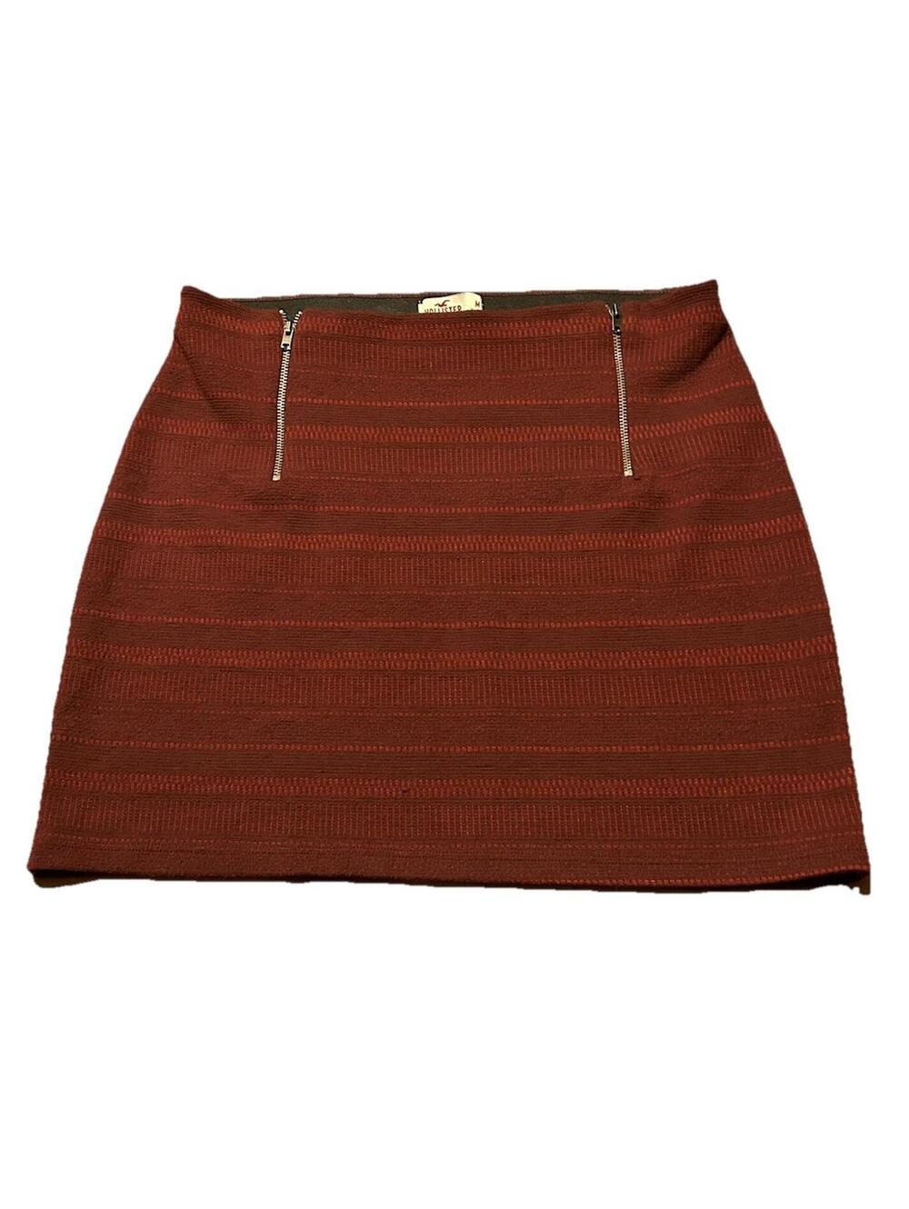 Hollister Women's Medium Brown Knit Mini Skirt with Zipper Detail